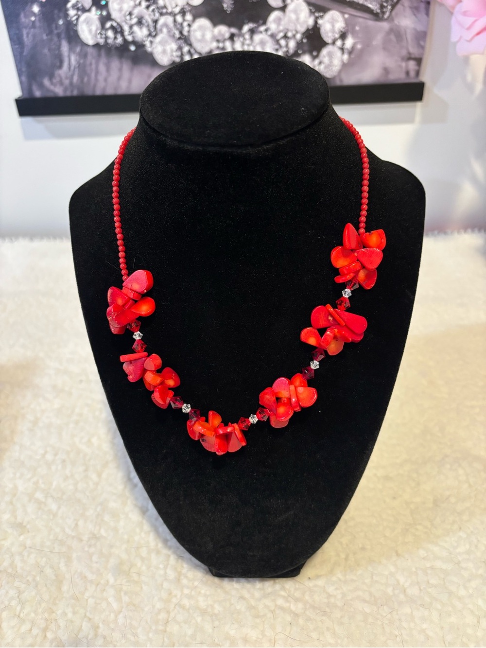 Red Coral Necklace and Bracelet Set